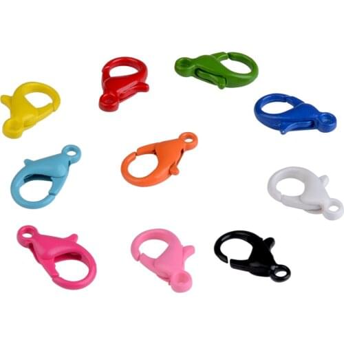12/14mm 50pcs/lot Colorful Plastic Lobster Clasps Key Chain Key Ring Lamp Shape Buckle Snap Hook For DIY Jewelry Making Findings
