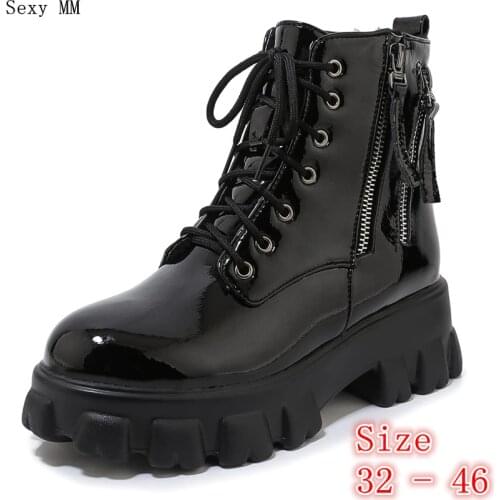 Spring Autumn Winter Flat Shoes Women Snow Ankle Boots Lace Up Woman Short Boots Plus Size 32 33 - 40 41 42 43 44 45 46 botas