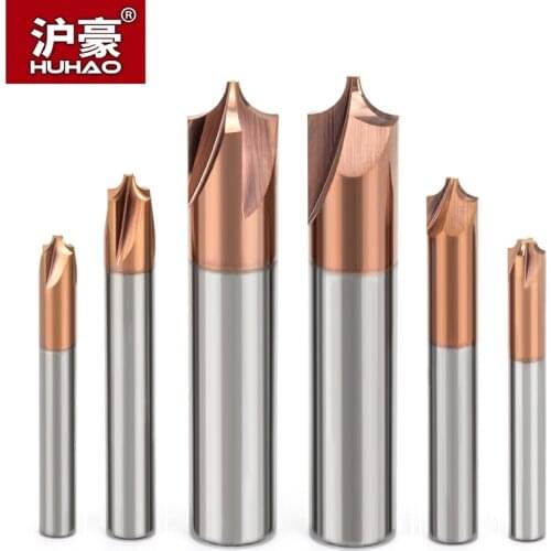 HUHAO 1PC Solid Carbide Anti-R Chamfering Router Bit For Alloy Steel 2 and 4 Flutes Arc R Angle End Mill CNC Milling Cutter