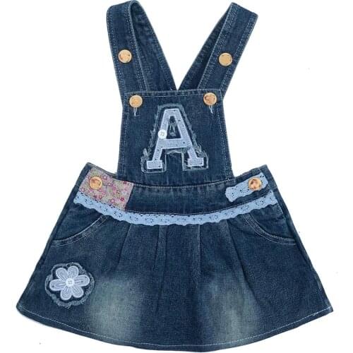 1-5Years Little Girls Children Kids Baby Girls Rompers Jumpsuit Denim Strap Skirt