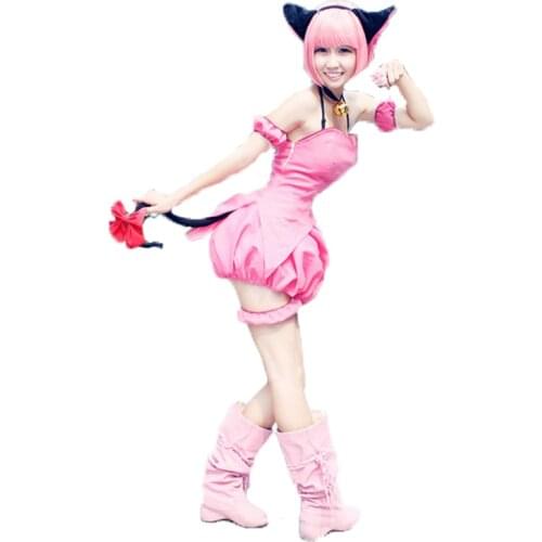 Tokyo Mew Mew Ichigo (Transfiguration) Momomiya Cosplay Costume pink Dress