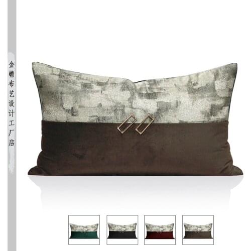 LAN JINGZE Modern Coffee Green Grey Blue Patchwork Cushion Cover Home Decor Pillowcase For Sofa Hotel Waist Pillowcase 30x50cm
