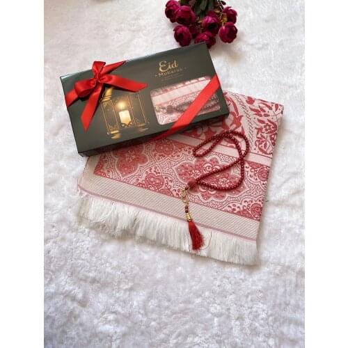 Muslim Prayer Rug, Prayer Mat Gift Set, Islamic, Muslim Items, Sejjadah, Janamaz, Eid Gift, Ramadan Gift Set, Pearl Tasbeh Set