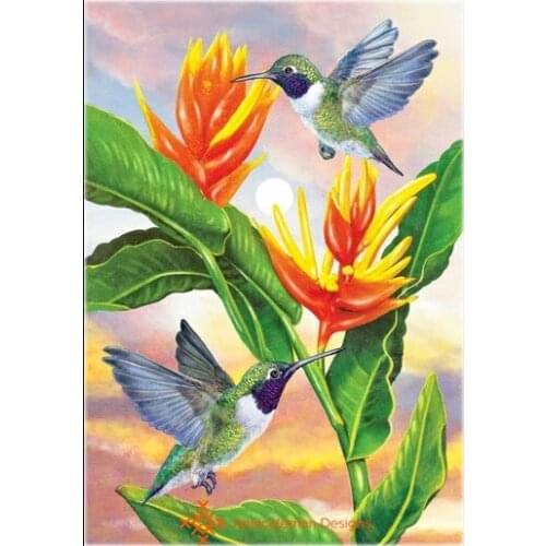 Embroidery Counted Cross Stitch Kits Needlework - Crafts 14 ct DMC DIY Arts Handmade Decor - Iris and Hummingbird