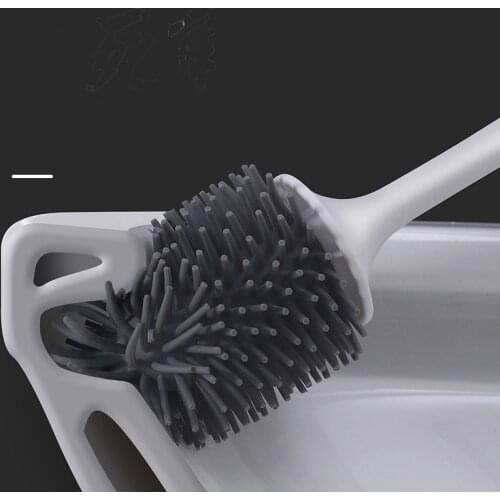 Wall Mounted Toilet Brush Silicone Soft Brush Toilet Brush Holder for Bathroom Cleaning Tool Set Durable Thermoplastic Rubber