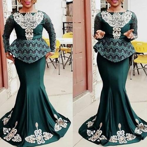 Nigerian Formal Dress vestidos Hunter Green Evening Gowns abiye Elegant Mermaid Evening Dresses abendkleider robe de soiree