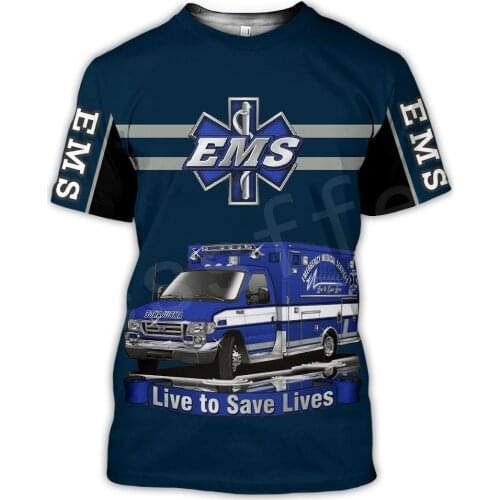 Tessffel Emergency Medical Service Technician EMT EMS Paramedic Hero New Fashion Unisex Casual 3DPrint Short Sleeve T-Shirts s-5