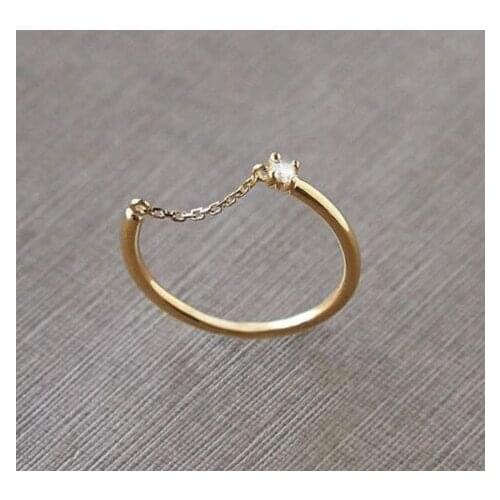 New trendy brand silver gold-plated inlaid zircon half-chain ring small and exquisite light luxury charm women silver jewelry