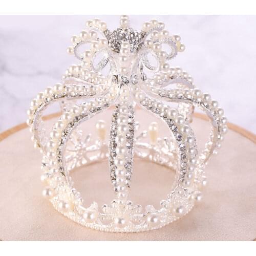 FORSEVEN Shining Crystal Simulated Pearls Tiaras Crowns Headbands Princess Diadem Bride Noiva Wedding Party Decorative Jewelry