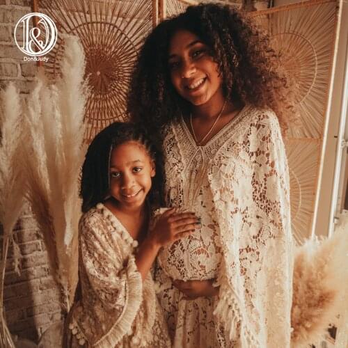 Don&Judy 2021 Boho Style Maternity Dress For Photography Maternity Maxi Gown Pregnancy Women Embroidery Dresses Photo Shoot