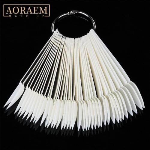 AORAEM Clear Nature Black White Fake Tips For Nail Art Display Oval Fan Style Swatch Polish Stand Tips Practice Manicure Tools