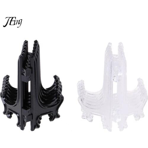 12 Pcs Black/Clear Portable Display Stand Stander 3inch Plastic Easels Plate Holders Picture Frames Photo Book Pedestal Holder