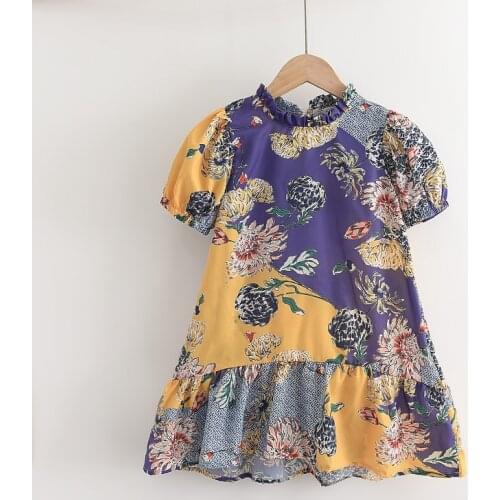 Baby Girls Casual Dress Summer Flowers Fashion Clothes Kids Girl Floral Princess Dresses Children Holiday Ruffles Girls Vestidos