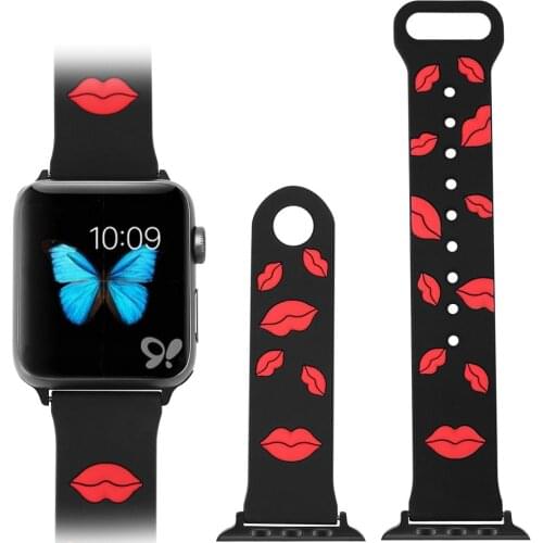 Fashion Girl Soft Silicone Lips Style Band For Apple Watch 38mm 40mm 42mm 44mm Strap iWatch Band Series 1 2 3 4 5 Bracelet