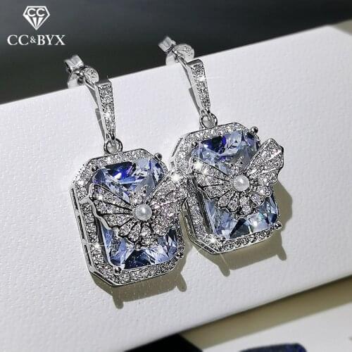Drop Earrings For Women S925 Silver Trendy Butterfly Cubic Zirconia Fine Jewelry Bridal Wedding Engagement Accessories CCE709