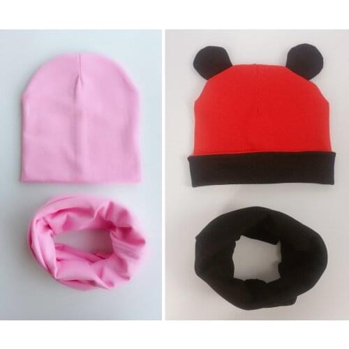 Kids Hat winter childrens infant Baby Hat Boy Girl Cap Kid cotton soft Beanie bonnet Collar Scarf set baby cap for children