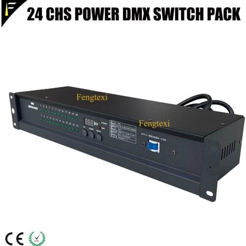 Stage Light System Console Device 24 Channels(24CH) Power DMX512 Switch Pack Box with Plugs for Theater Dj Show