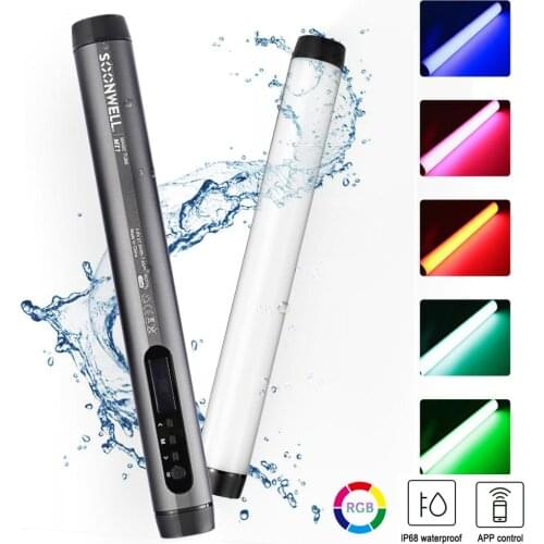 Soonwell MT1 LED RGB Soft Light Tube IP68 Waterproof Portable Handheld Photography Lighting Stick Android Phone APP Control Lamp