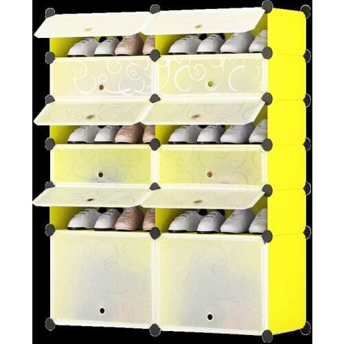 Multi-functional Multi-storey Shoe Rack Shoe Box Organizer Household Storage Rack Space Save Shoe Hanger 6 Layers 12 Doors HWC