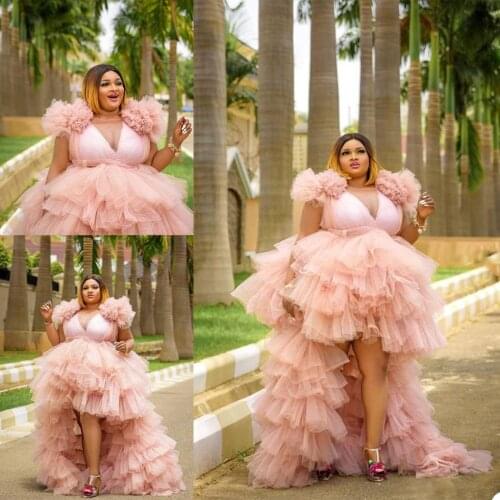 Bridal Fluffy Tulle Maternity Robes Custom Made Pink Pregnant Women Hi-Lo Evening Dresses Photo Shoot Birthday Party Bathrobe