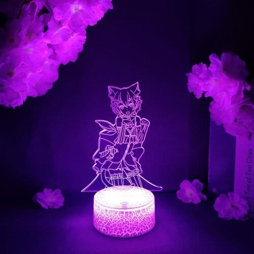 LED Light Re Zero Starting Life Fox demon Anime Acrylic Night Light RGB Flashing Cool Gift 3D Light Children Bedroom Decor