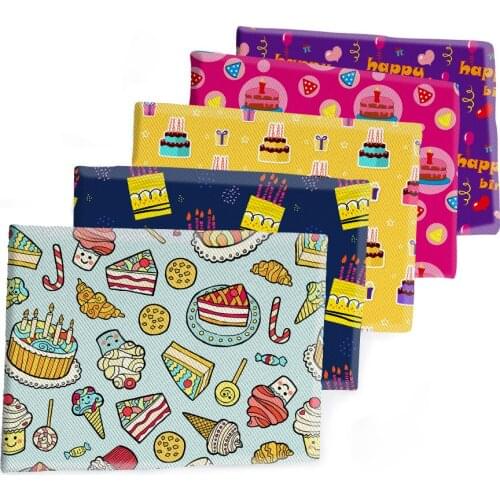 50*145CM Fabric Happy Birthday Pattern Design Printed Polyester Cotton Twill Fabric Patchwor Printed