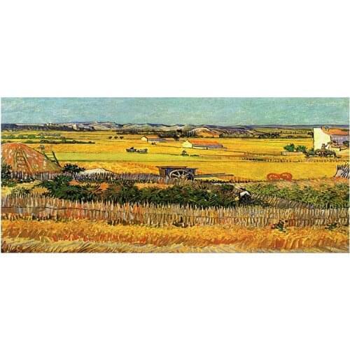 Harvest at La Crau by Van Gogh Landscape Oil Painting Reproductions on Canvas Posters and Prints Wall Picture for Living Room