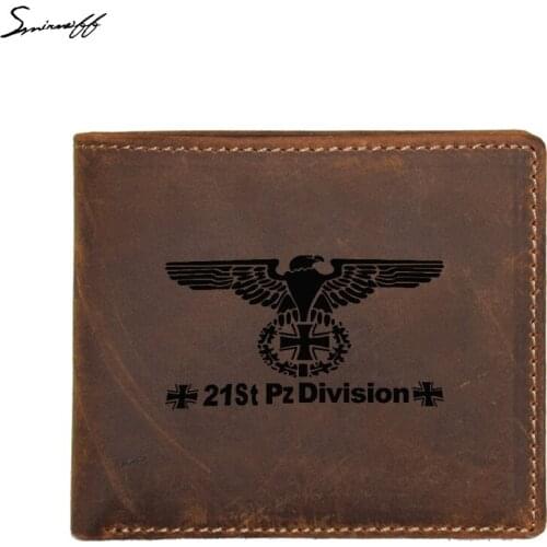 World War II German Military Standard Cross Totem Wallet Men Coin Pocket Purse FRID Protection card holders Leather Wallet