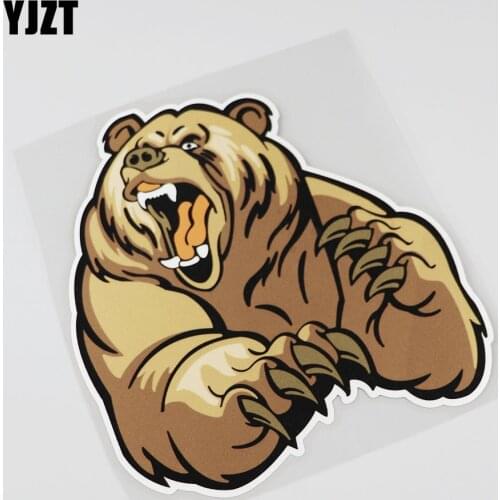 YJZT 14CMX15.1CM Interesting Fierce Decal Bear Car Sticker 13B-0085