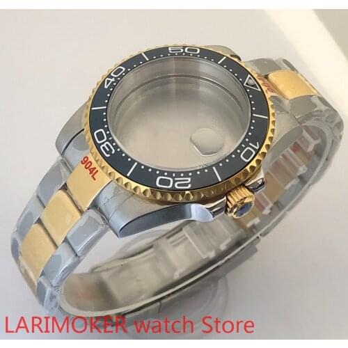 Sealed back 40mm sapphire glass with 904L stainless steel gold bracelet with ETA NH36 MH35 case Drak blue bezel