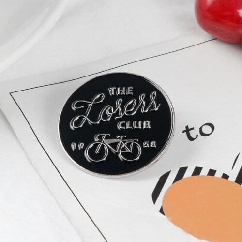 2019 The loser club Enamel Pin Black Silver Bike Round Badge Brooch Bag Clothes Lapel pin Simple Fun Punk Jewelry For Women