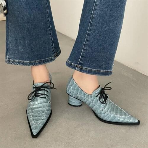 Pointed Toe Women Pumps Shallow Patent Leather Round High Heels Fashion Bling Cross Tied Lace Up Shoes Woman Office Pumps Sexy