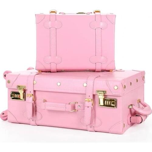 TRAVEL TALE 22"24" inch women retro rolling luggage spinner trolley ladies 20" carry on vintage suitcase set for girls
