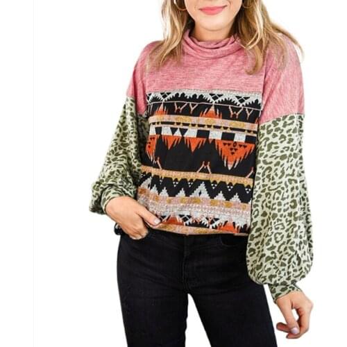 Womens Top Spring Autumn Patchwork Lantern Sleeve Color Matching T-Shirts Women Clothing 2021 Casual Y2K Ropa Mujer Loose Tops