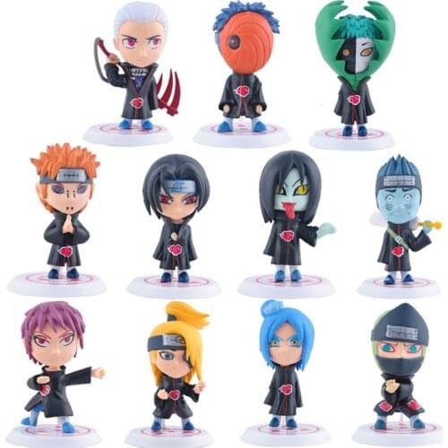 11Pcs/Set Naruto Toys Q Version Uzumaki Naruto Uchiha Sasuke Action Figure Anime Model PVC Statue Collectible Toy
