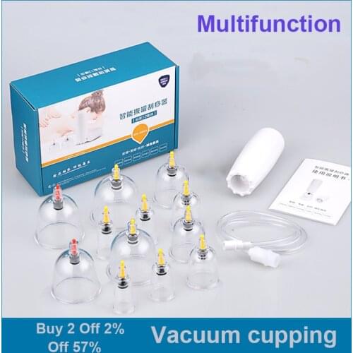 12 Cans Vacuum Cupping Set Multifunction Guasha Suction Cup Massager Body Portable Dehumidification Electric Vacuum Cupping