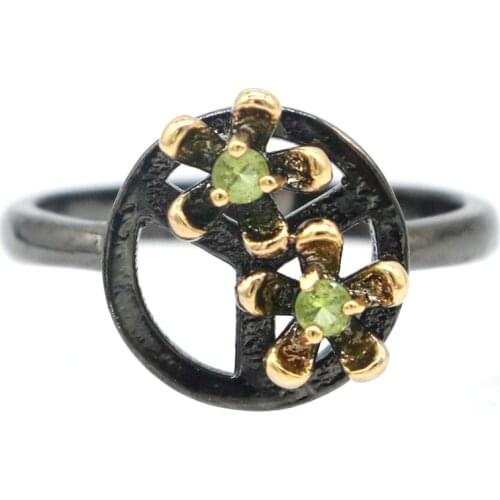 30x26mm Ring For Women 19.7g Gothic Unique Black Gold Color Party Gift Created Blue Aquamarine Jewelry Silver Ring