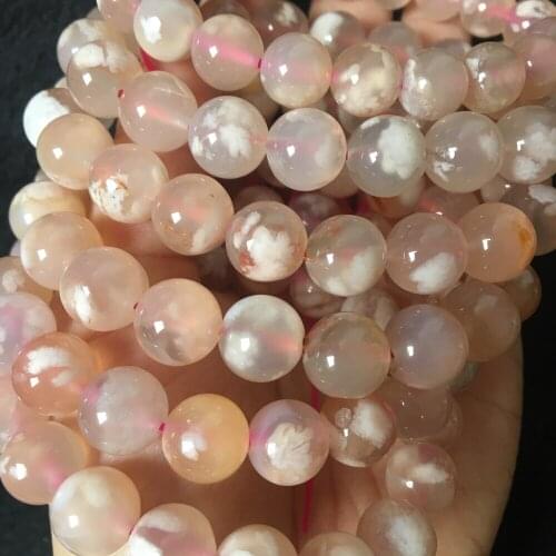 3bracelets AKAC 10-11mm 18-19beads natural cherry blossom agate bracelet wholesale send randomly