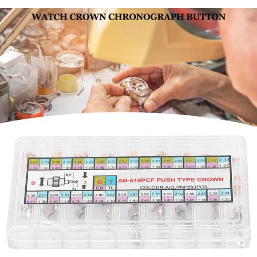 54pcs/box Watch Flat Head Crown Chronograph Button Watch Replacement Accessories Kit AB-619PCF