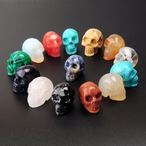 6PCS High Quality 27*30mm Skull Pendants Natural Stone Crystal Oplaite Pendant For Jewelry Making Healing Meditation Pendulum