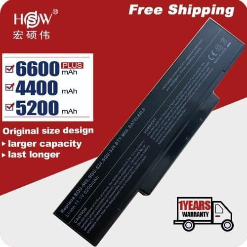 5200MAH SQU-528 laptop Battery For MSI M655 M660 M662 M670 M677 CR400 PR600 PR620 GX400 GX600 GX610 GX620 BTY-M66 Z53 M51 Z94