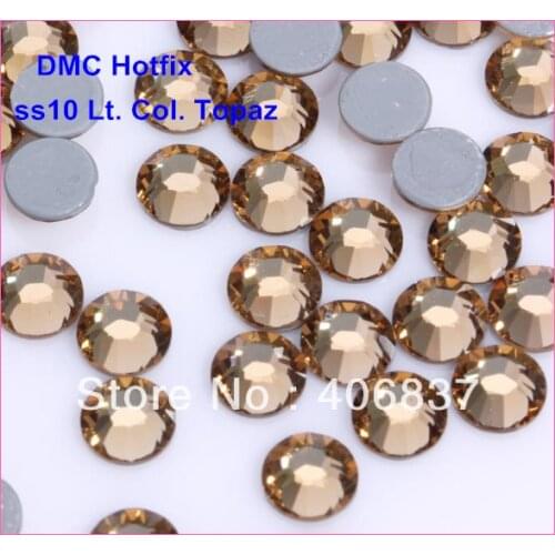 Free Shipping! 1440pcs/Lot, ss10 (2.7-2.9mm) High Quality DMC Light Colorado Topaz Iron On Rhinestones / Hotfix Rhinestones