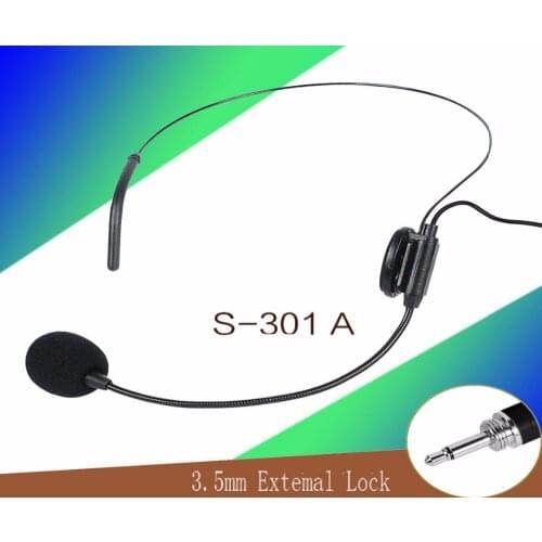 Free Shipping Quality Male Screw Thread Lock 3.5 mm Jack Plug Headset Microphone For Wireless Microphone BodyPack Transmitter
