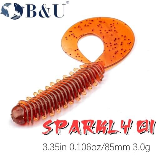 B&U Sparkly Soft Fishing Lure 85mm 3.0g Silicon Worm Wobbler For Bass Pike Artificial Bait Swimbait Softbait Shad Tacke