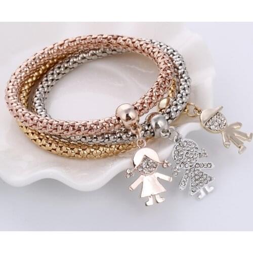 3Pcs Bracelet Crystal Owl Music Note Boy Girl Heart Charm Bracelets For Women Pulseria Feminina Jewelry Gift amazing price