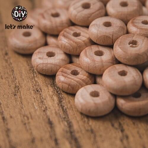 Lets Make 20pcs Beech Wooden Abacus Beads Beech Beads Baby Teething 10mm Can Chew Food Grade DIY Nipple Chain Accessories