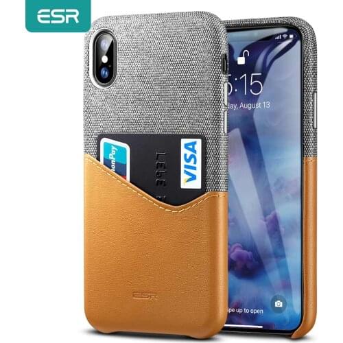 ESR Case for iPhone XR XS XS Max Cover High Grade Leather with Soft Fabric Thin Light Card Slot Shockproof Case for iPhone 2018