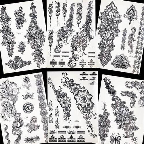 Black Bracelet Temporary Women Arm Tattoo Neck Stickers Chains Makeup Fake Tattoo Flower Body Art Water Transfer Tatoo Supplies