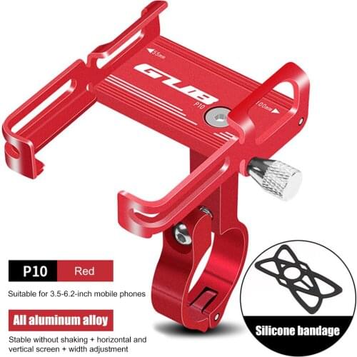 P10 Bike Phone Holder Bracket Aluminum Alloy Motorcycle Bicycle Stand Mount Support Handlebar Clip for 55-100mm Bicycle Acces