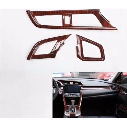 For Honda Civic 2016 2017 2018 ABS Front Air Vent Outlet Dashboard Console Frame Trim Cover Molding Car Styling Accessories